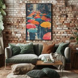 The poster depicts a bustling street scene, likely in an urban setting. The Travel Poster PosterGoat