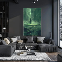 The poster depicts a mysterious and atmospheric scene. Here's a breakdown based on Travel Poster PosterGoat
