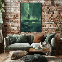 The poster depicts a mysterious and atmospheric scene. Here's a breakdown based on Travel Poster PosterGoat