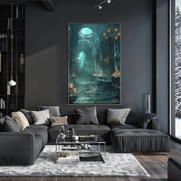 The poster portrays an atmospheric, gothic interior possibly of an abandoned or ancient Travel Poster PosterGoat