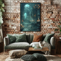 The poster portrays an atmospheric, gothic interior possibly of an abandoned or ancient Travel Poster PosterGoat
