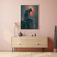 The poster presents a dramatic, Gothic scene with a focus on a gargoyle-like Travel Poster PosterGoat