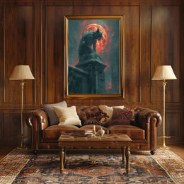 The poster presents a dramatic, Gothic scene with a focus on a gargoyle-like Travel Poster PosterGoat
