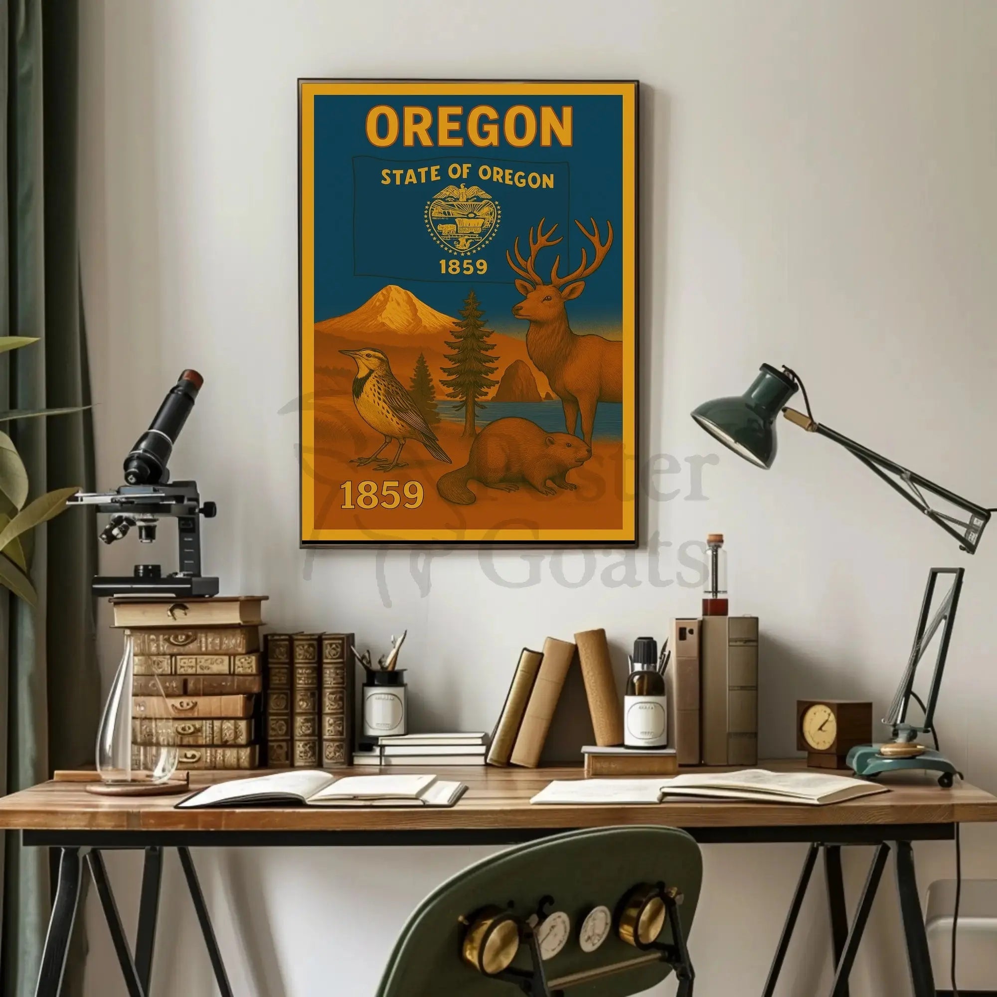 The poster showcases themes related to the state of Oregon. Here are the Travel Poster PosterGoat