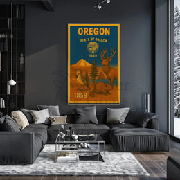 The poster showcases themes related to the state of Oregon. Here are the Travel Poster PosterGoat