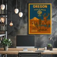 The poster showcases themes related to the state of Oregon. Here are the Travel Poster PosterGoat