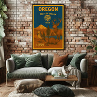 The poster showcases themes related to the state of Oregon. Here are the Travel Poster PosterGoat