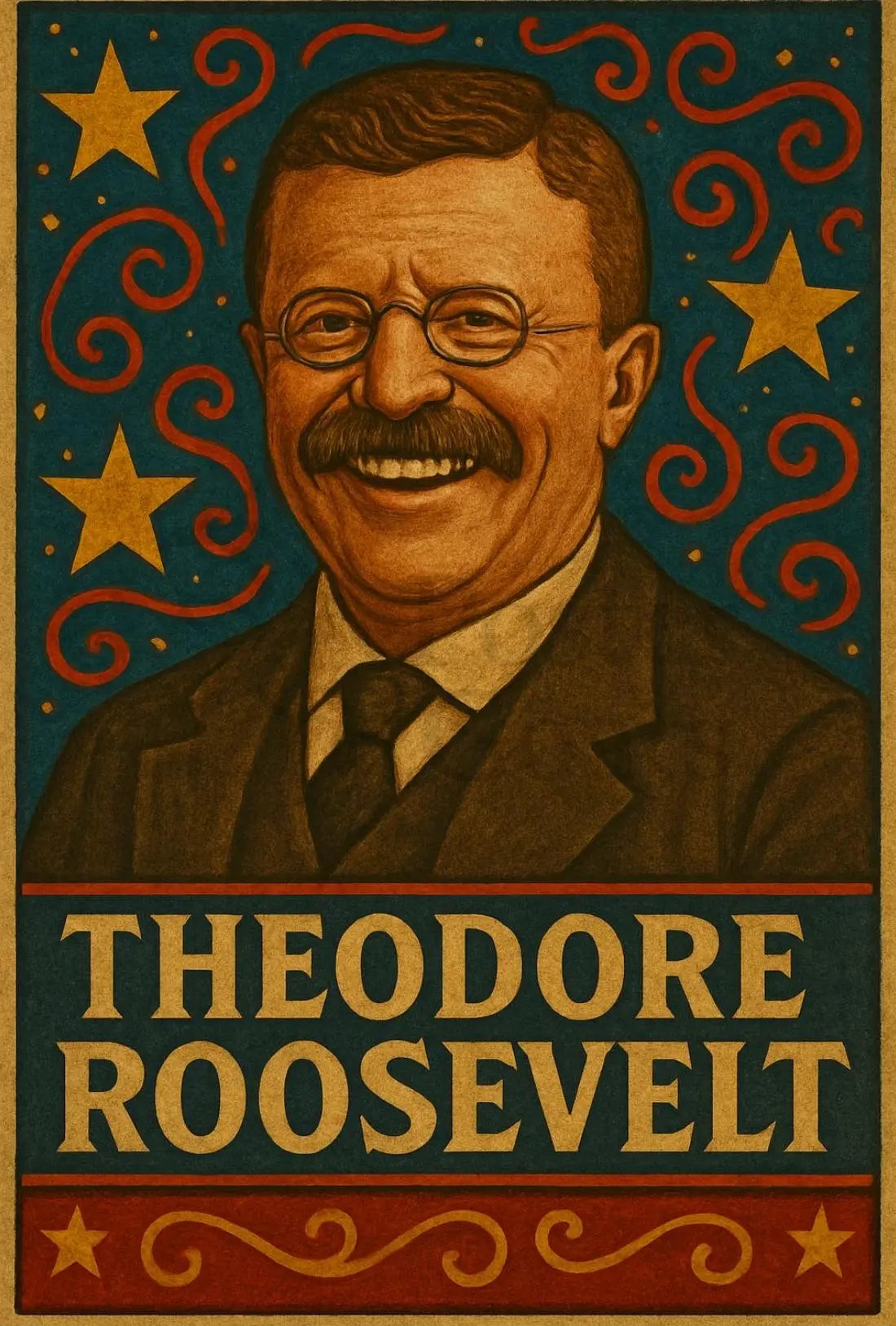 Theodore Roosevelt Patriotic Vintage Historical Presidential Poster PosterGoat