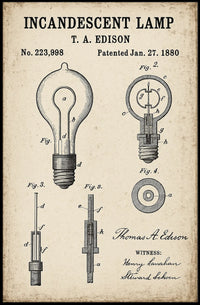Thomas Edison's Iconic Light Bulb Patent Historical Poster PosterGoat