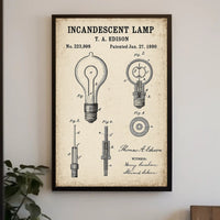 Thomas Edison's Iconic Light Bulb Patent Historical Poster PosterGoat