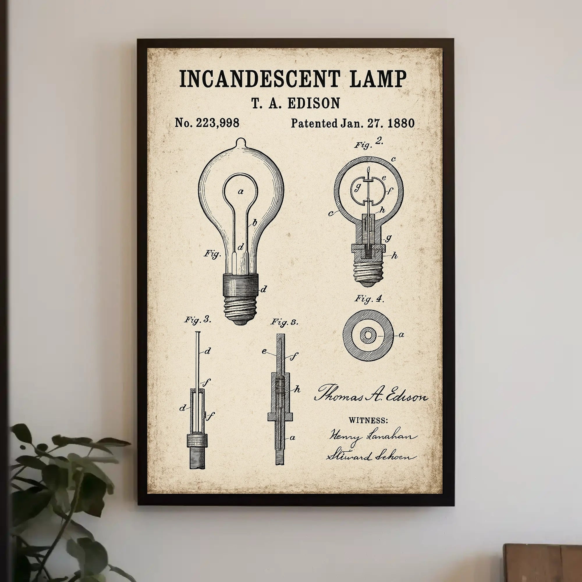 Thomas Edison's Iconic Light Bulb Patent Historical Poster PosterGoat