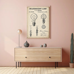 Thomas Edison's Iconic Light Bulb Patent Historical Poster PosterGoat