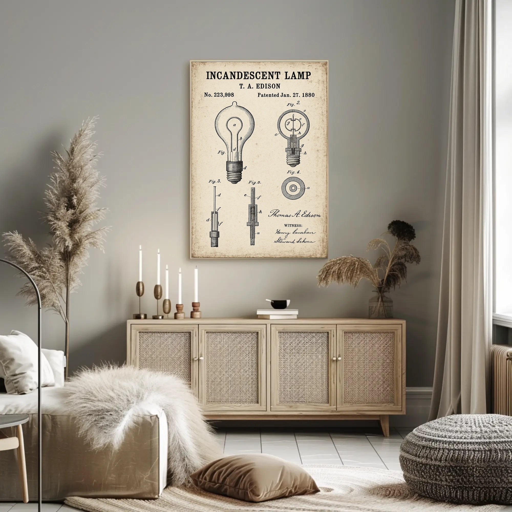 Thomas Edison's Iconic Light Bulb Patent Historical Poster PosterGoat