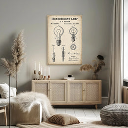 Thomas Edison's Iconic Light Bulb Patent Historical Poster PosterGoat