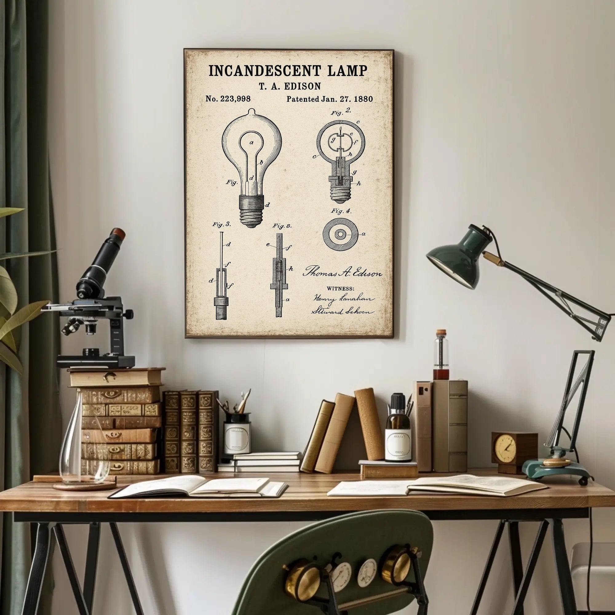 Thomas Edison's Iconic Light Bulb Patent Historical Poster PosterGoat