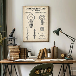 Thomas Edison's Iconic Light Bulb Patent Historical Poster PosterGoat