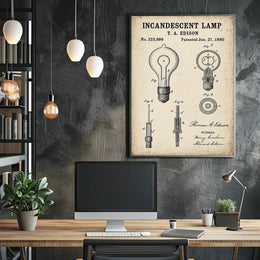Thomas Edison's Iconic Light Bulb Patent Historical Poster PosterGoat