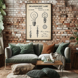 Thomas Edison's Iconic Light Bulb Patent Historical Poster PosterGoat