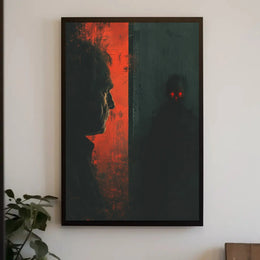 Thrilling Silhouette: Eerie Conflict Artistic Poster PosterGoat