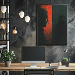 Thrilling Silhouette: Eerie Conflict Artistic Poster PosterGoat