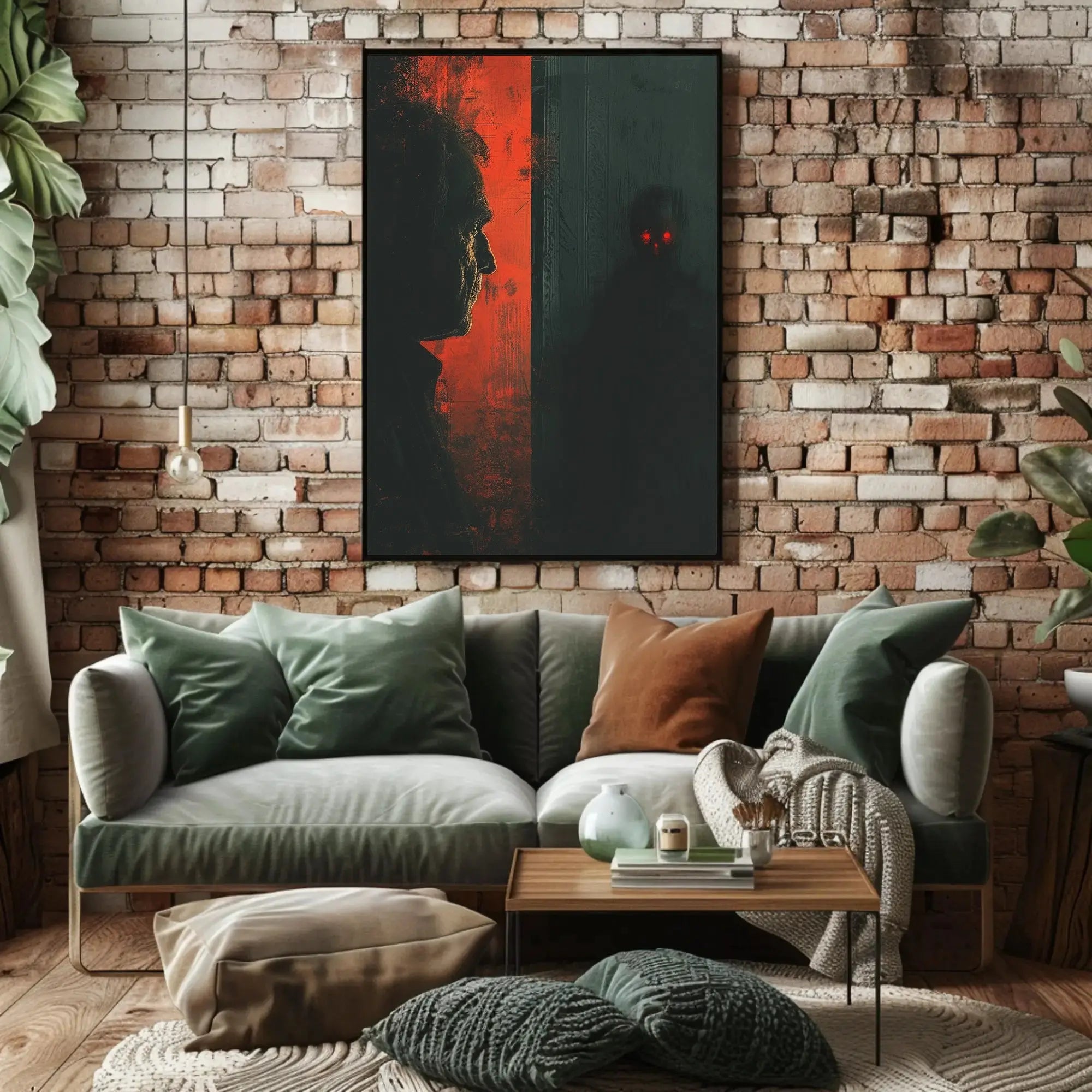 Thrilling Silhouette: Eerie Conflict Artistic Poster PosterGoat