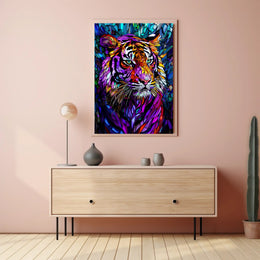 Tiger Mosaic Art in Vibrant Colors Animal Poster PosterGoat