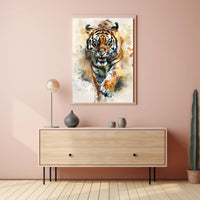 Tiger in Motion: Bold Artistic Animal Poster PosterGoat