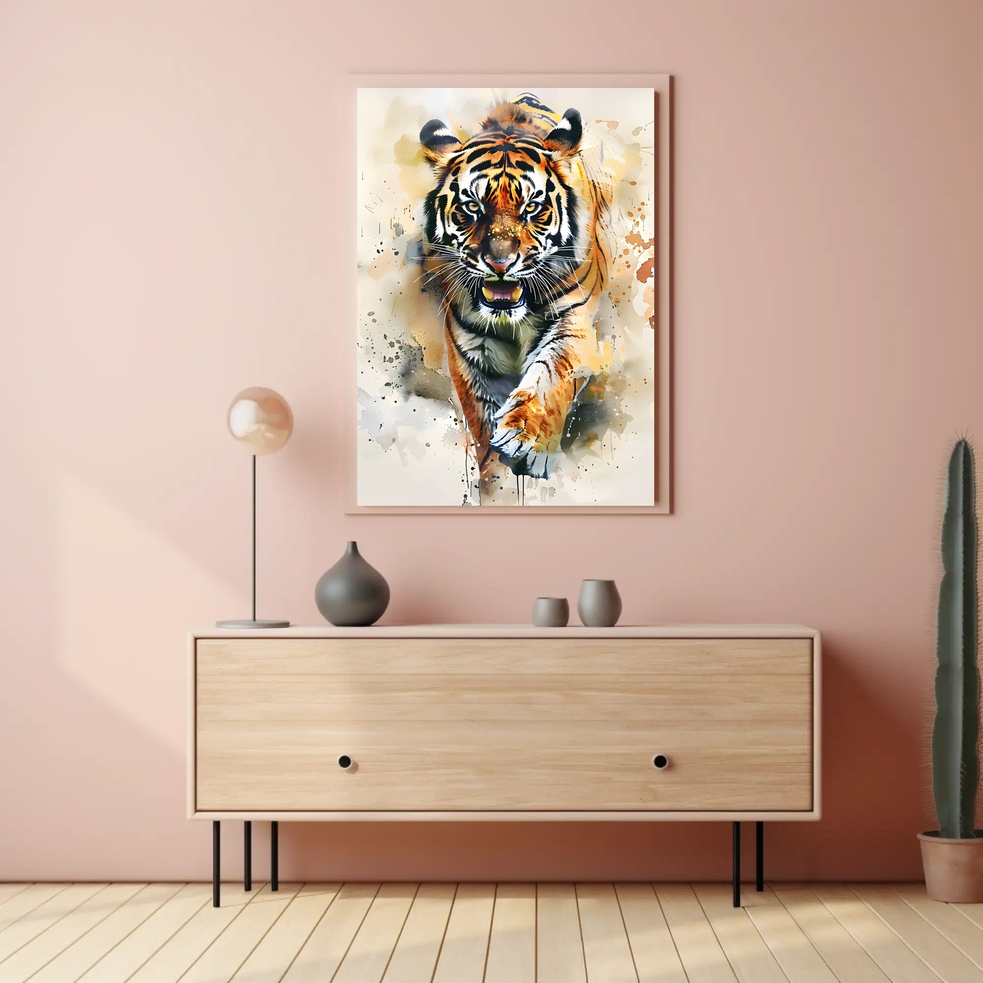 Tiger in Motion: Bold Artistic Animal Poster PosterGoat
