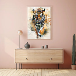Tiger in Motion: Bold Artistic Animal Poster PosterGoat