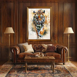Tiger in Motion: Bold Artistic Animal Poster PosterGoat