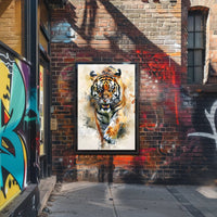 Tiger in Motion: Bold Artistic Animal Poster PosterGoat