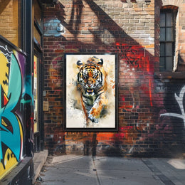 Tiger in Motion: Bold Artistic Animal Poster PosterGoat