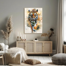 Tiger in Motion: Bold Artistic Animal Poster PosterGoat