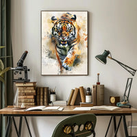 Tiger in Motion: Bold Artistic Animal Poster PosterGoat