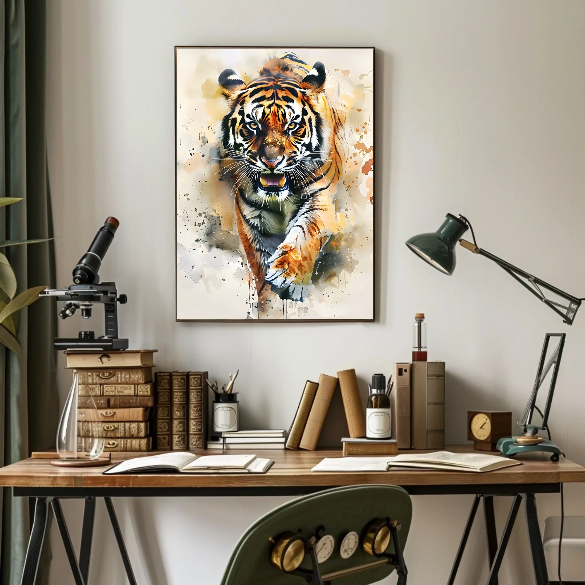 Tiger in Motion: Bold Artistic Animal Poster PosterGoat