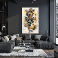 Tiger in Motion: Bold Artistic Animal Poster PosterGoat