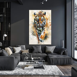 Tiger in Motion: Bold Artistic Animal Poster PosterGoat