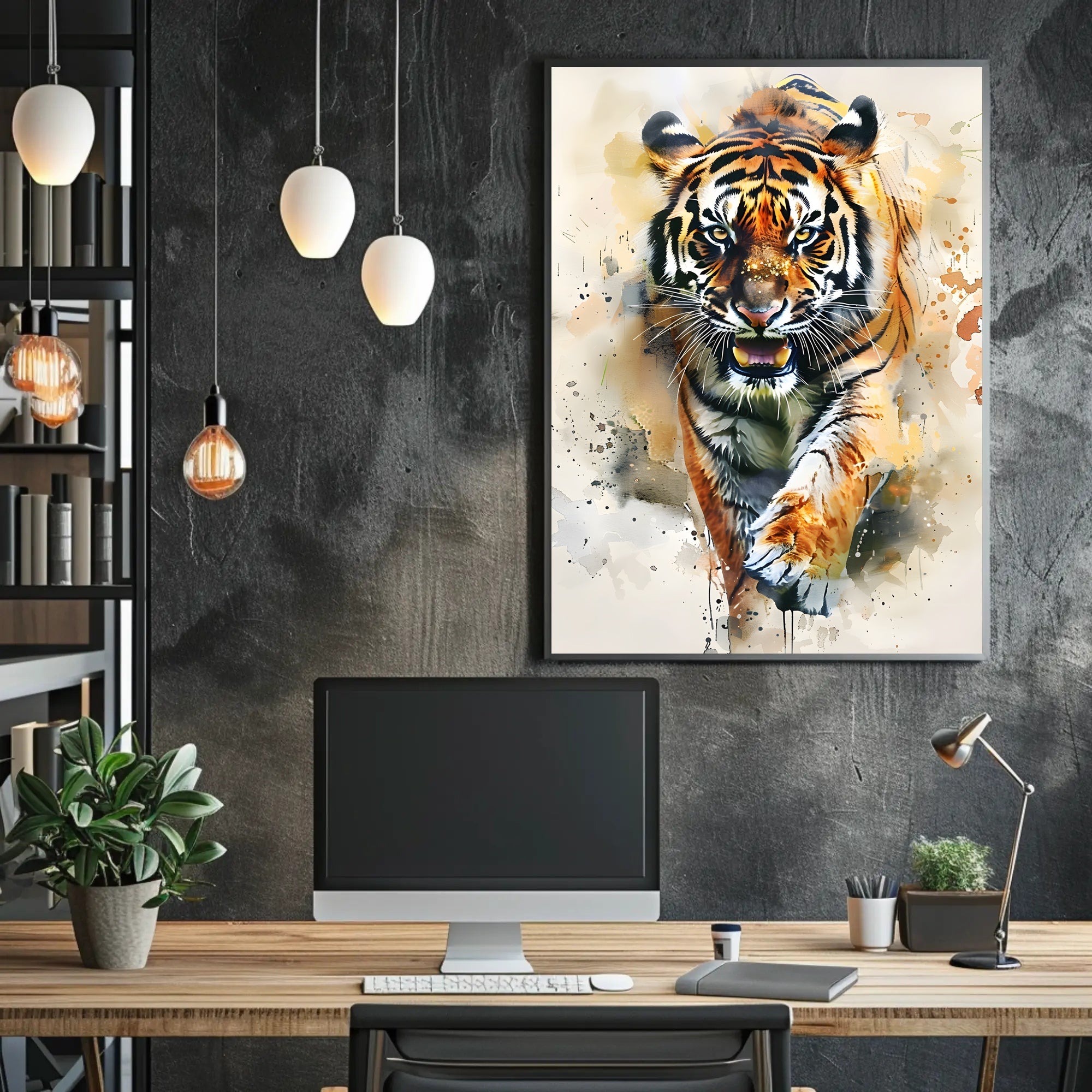 Tiger in Motion: Bold Artistic Animal Poster PosterGoat