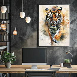 Tiger in Motion: Bold Artistic Animal Poster PosterGoat