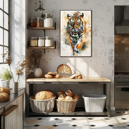 Tiger in Motion: Bold Artistic Animal Poster PosterGoat