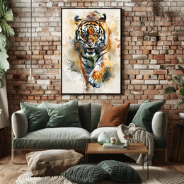 Tiger in Motion: Bold Artistic Animal Poster PosterGoat
