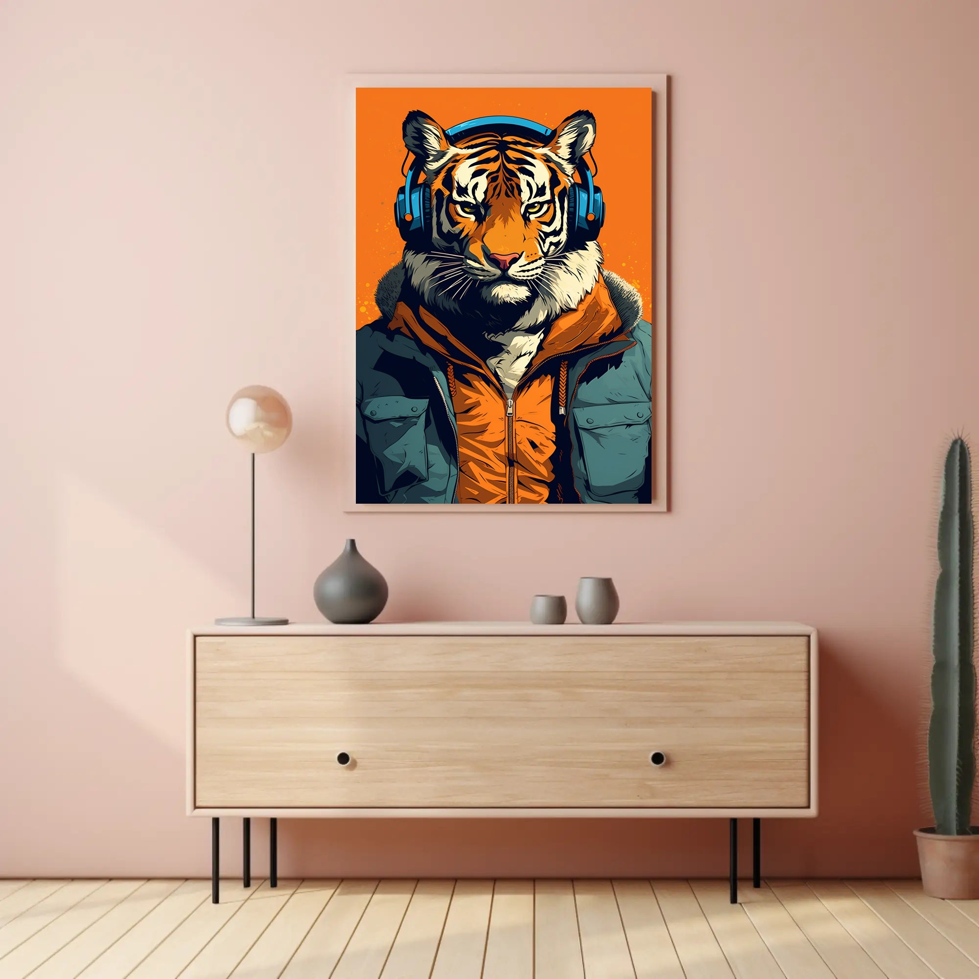 Tiger in Street Style Pop Culture Poster PosterGoat
