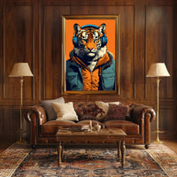 Tiger in Street Style Pop Culture Poster PosterGoat
