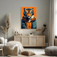 Tiger in Street Style Pop Culture Poster PosterGoat