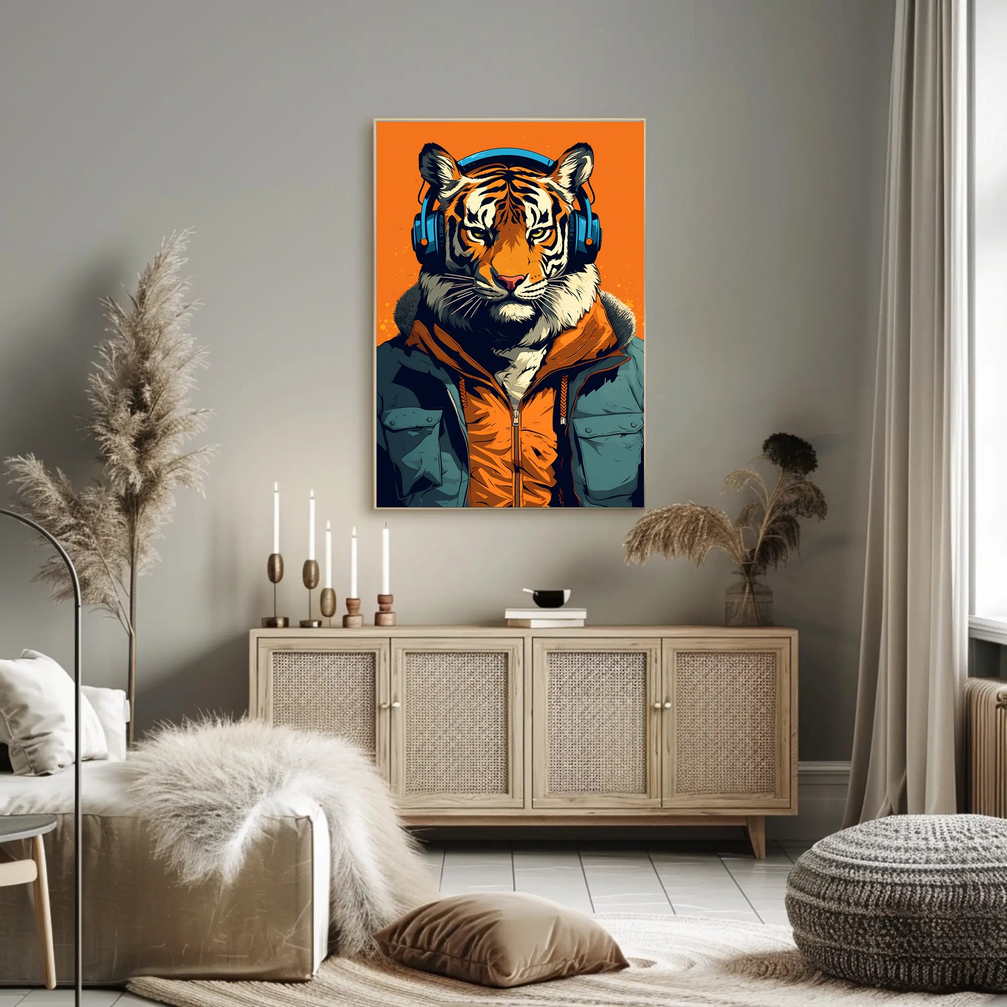Tiger in Street Style Pop Culture Poster PosterGoat