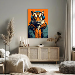 Tiger in Street Style Pop Culture Poster PosterGoat