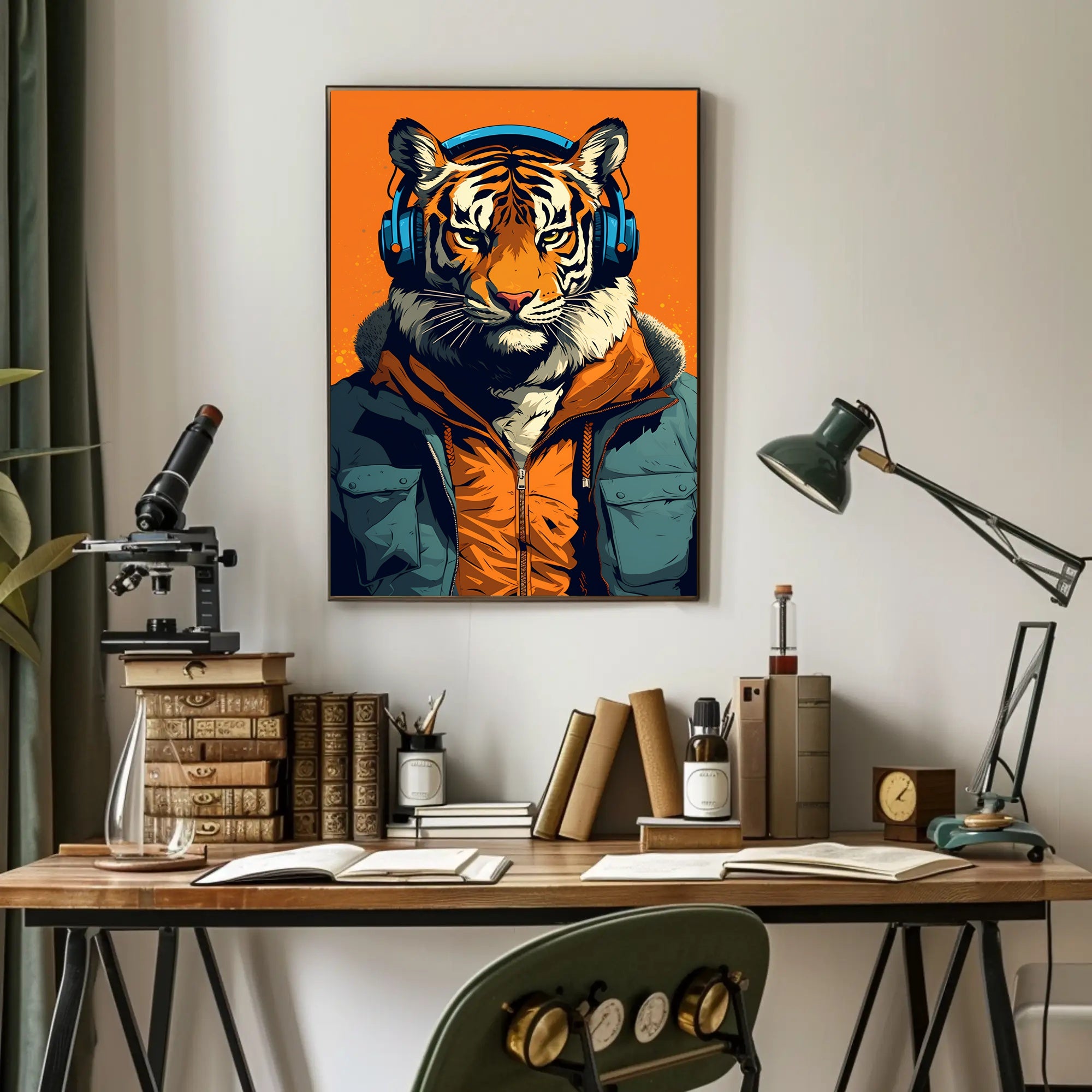 Tiger in Street Style Pop Culture Poster PosterGoat