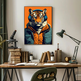 Tiger in Street Style Pop Culture Poster PosterGoat