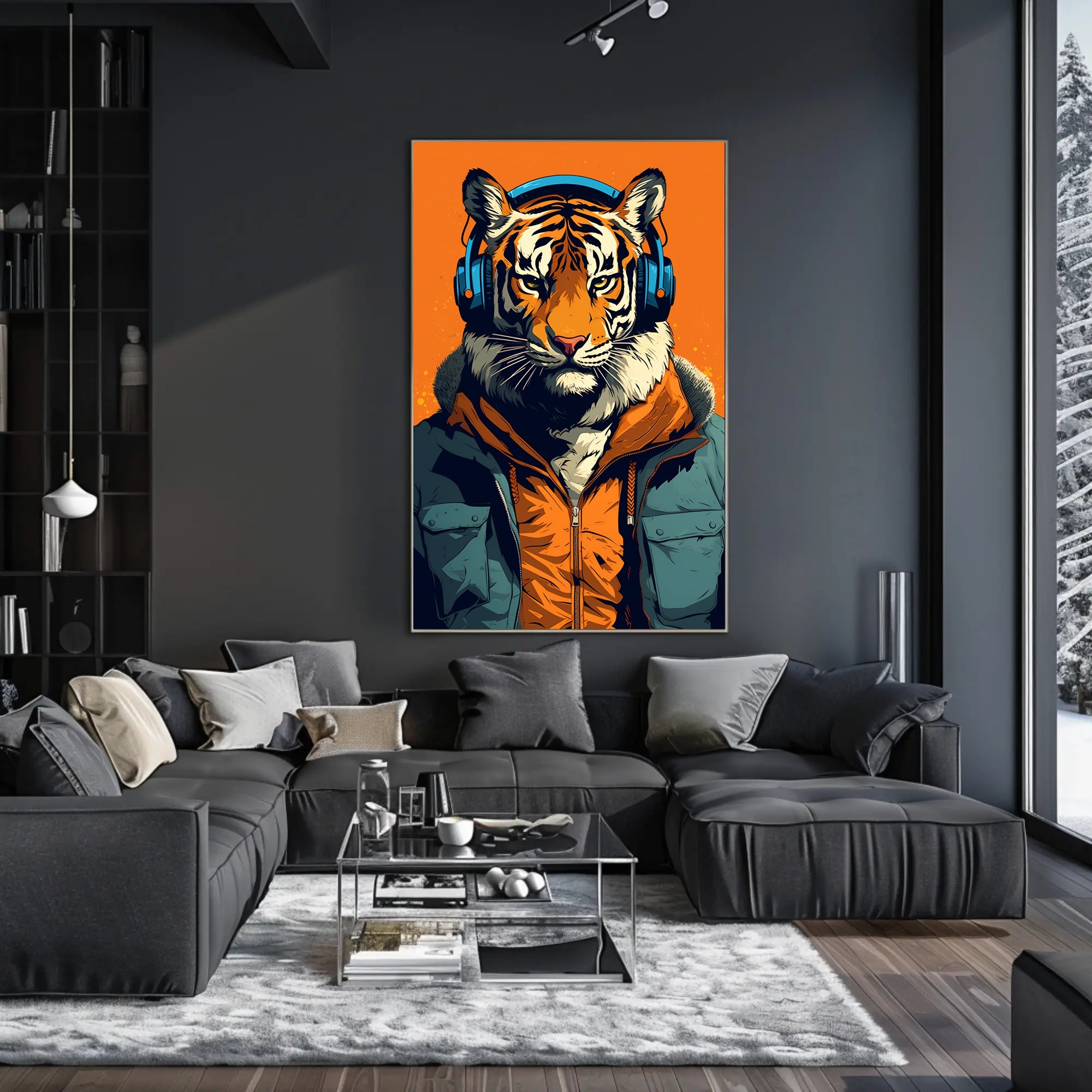 Tiger in Street Style Pop Culture Poster PosterGoat