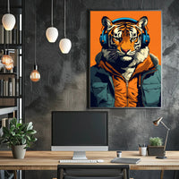 Tiger in Street Style Pop Culture Poster PosterGoat